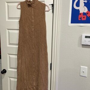 Sleeveless Brown Maxi Dress